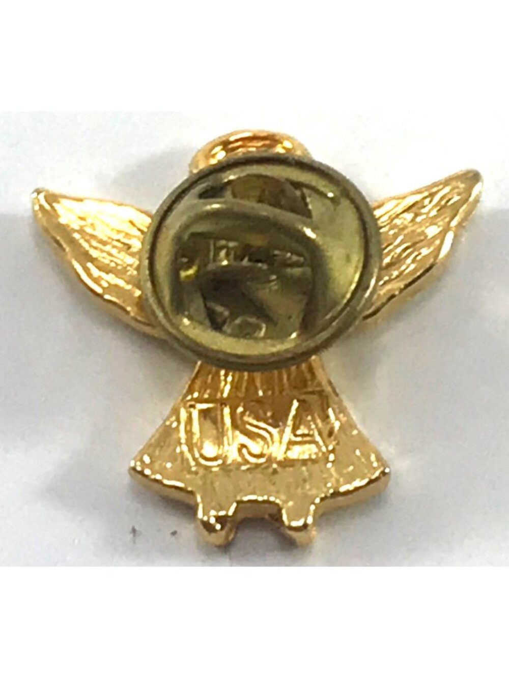 Patriotic Lapel Tack Pin Angel with American Flag Robe Gold Tone & Enamel Made i - Picture 3 of 3